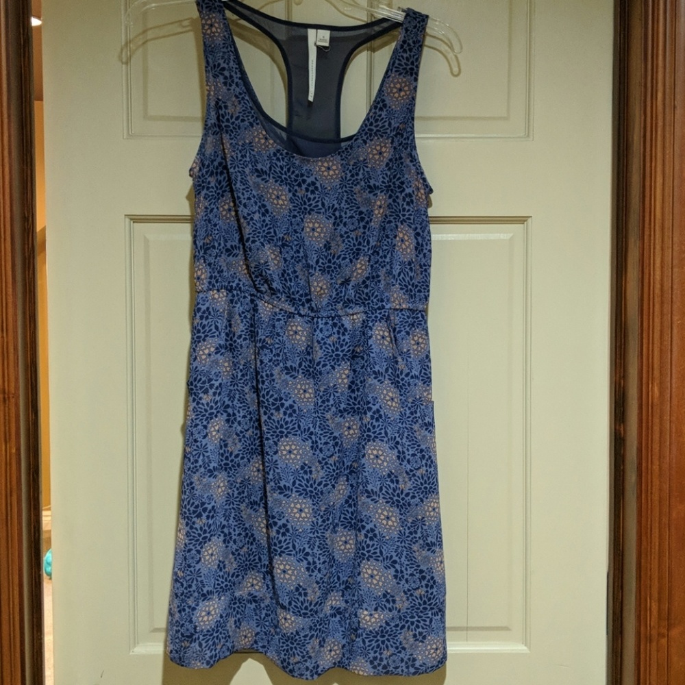 Lauren Conrad blue and tan dress